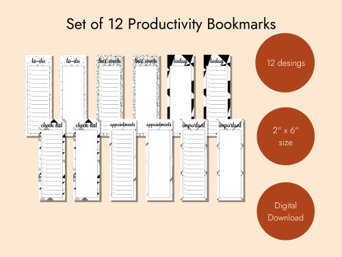 Printable Productivity Bookmarks