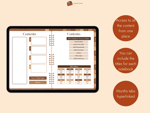 Digital Planner 2023 brown content page