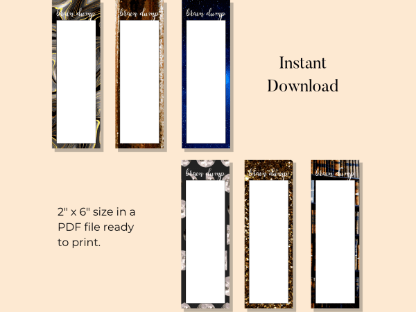 printable brain dump bookmarks